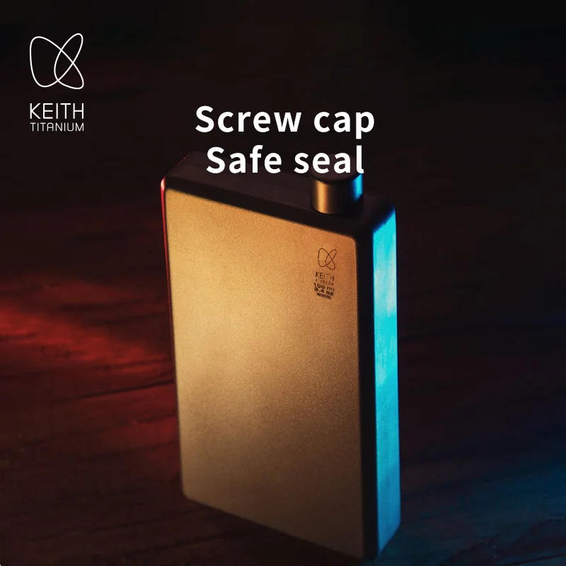KEITH Pure Titanium Pocket Hip Flask Ultralight Leakproof Portable Liquor Bottle Outdoor Camping Hiking Travel Drinkware