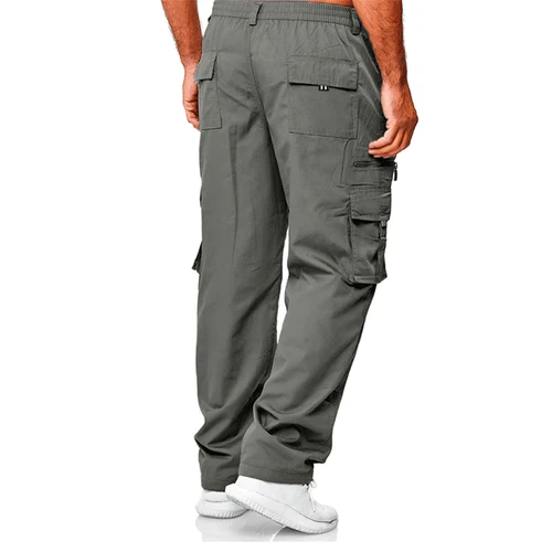 Imagen 2 del producto Pantalones holgados de pierna recta para hombre, moda informal para hombre, monos de pierna recta holgados con múltiples bolsillos, pantalones para exteriores para hombre