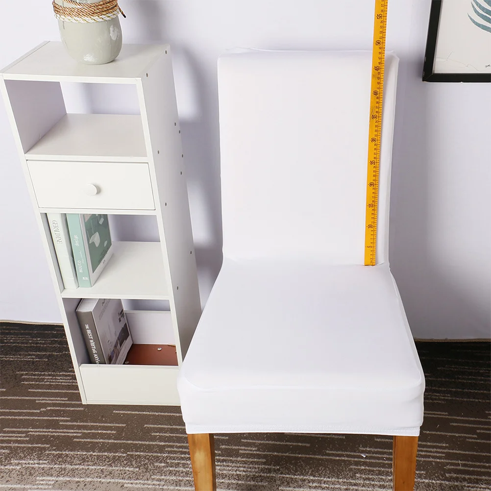 

Белый однотонный чехол на стул, молочный шелк, эластичный чехол для обеденного стула, защита для ресторанной комнаты, съемный, моющийся