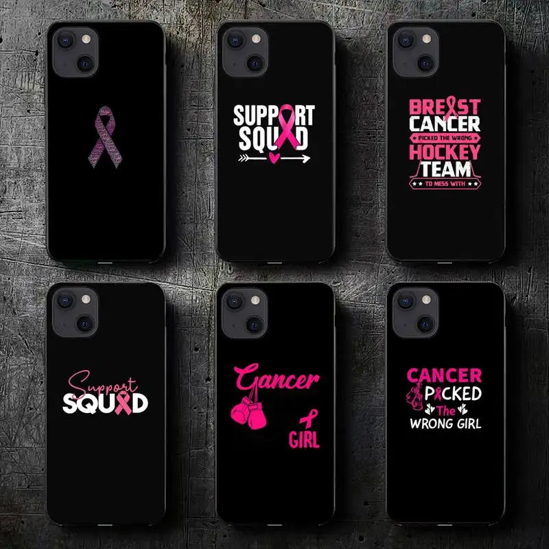 Girl Breast Cancer Pink Ribbon Phone Case For iPhone 11 12 Mini 13 14 15 Pro XS Max X Plus SE XR Shell