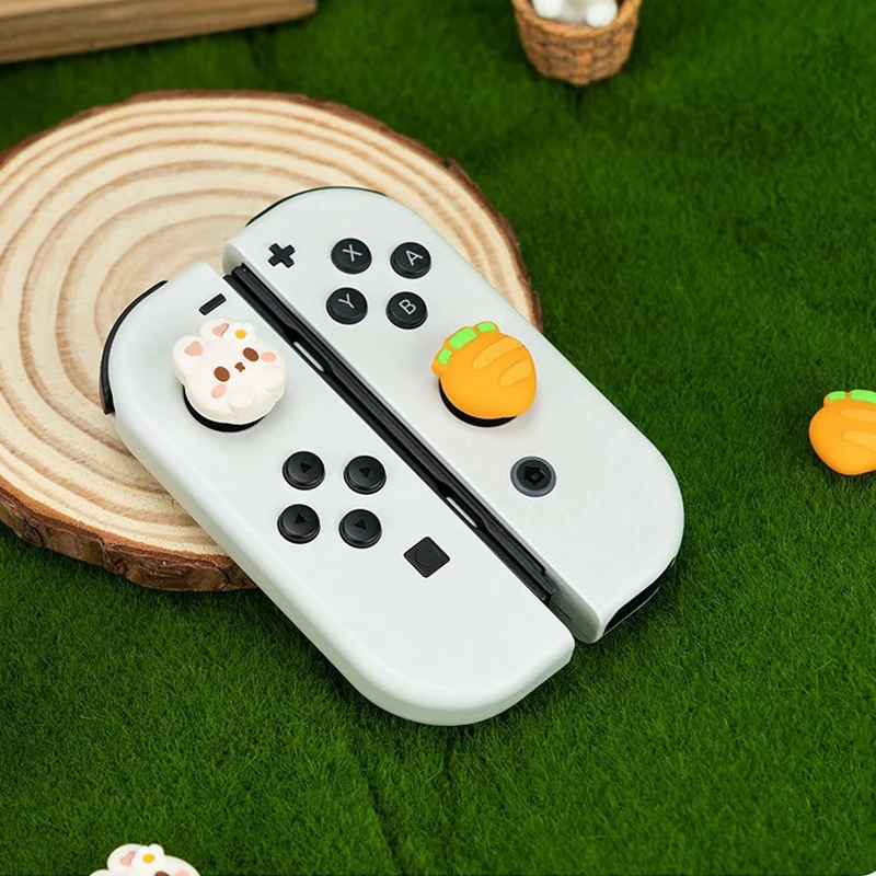 4pcs Rabbit Silicone Analog Thumb Grip Caps Compatible with Nintendo Switch OLED/Switch Lite/Switch Joystick Protective Cover