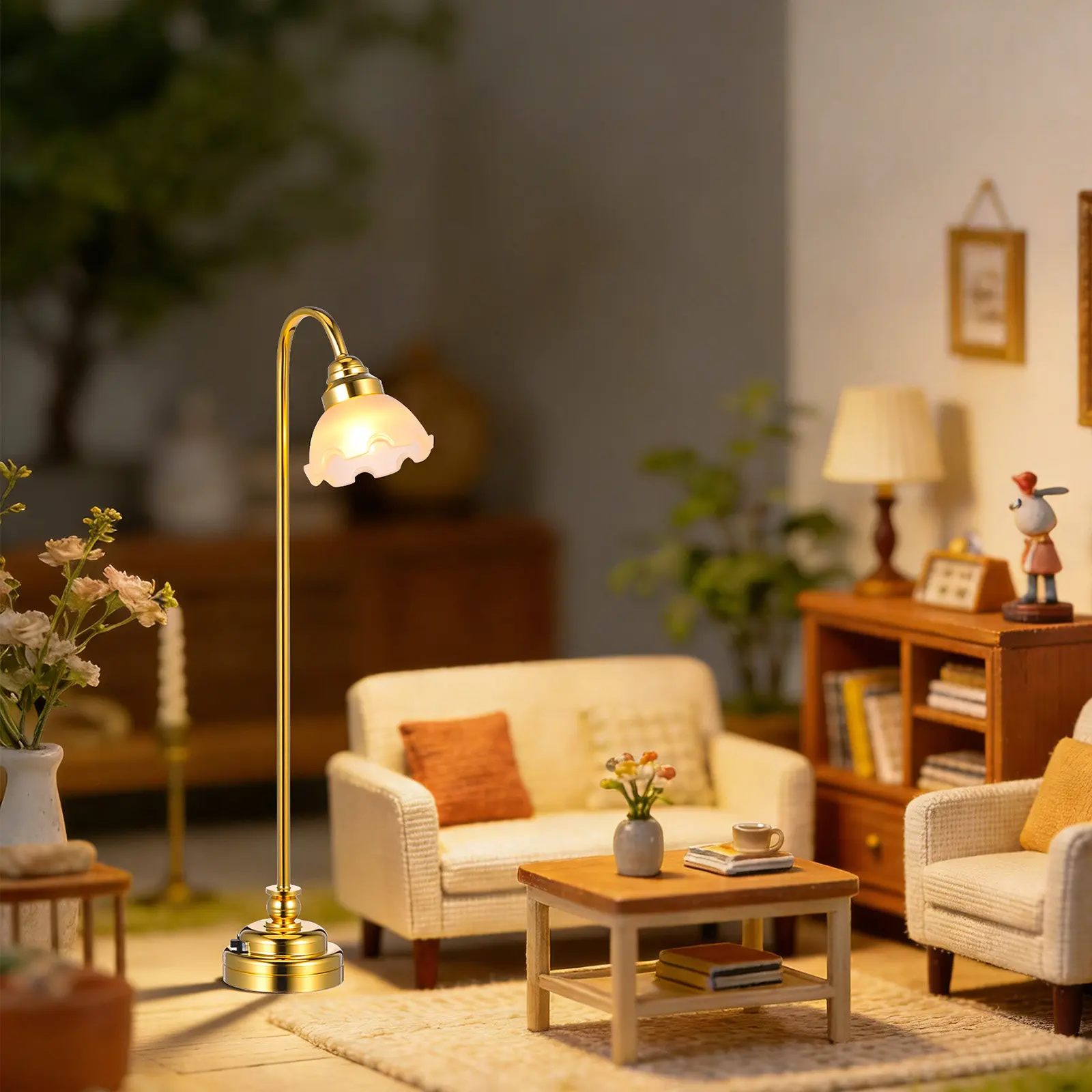 

Miniature LED Floor Lamp Small Realistic Decorative Simulation Home Scene Accessory Micro Landscape Ornament Unique
