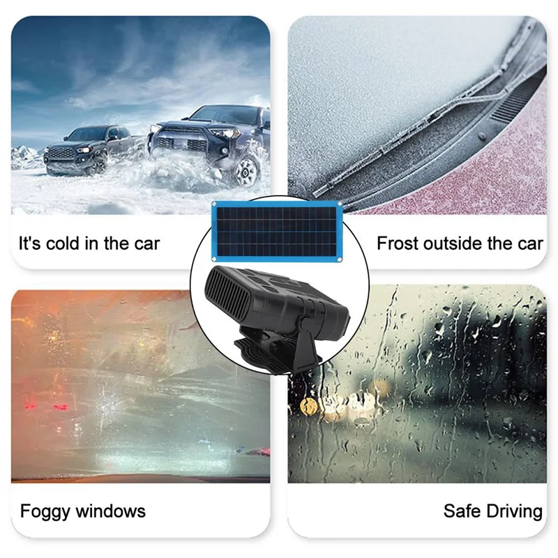 

J1UL1N DC 12V 30W Solar Panel Powered Winter Electric Heater Drying And Heating Heating Fan Car Warmer Heater For Outdoor