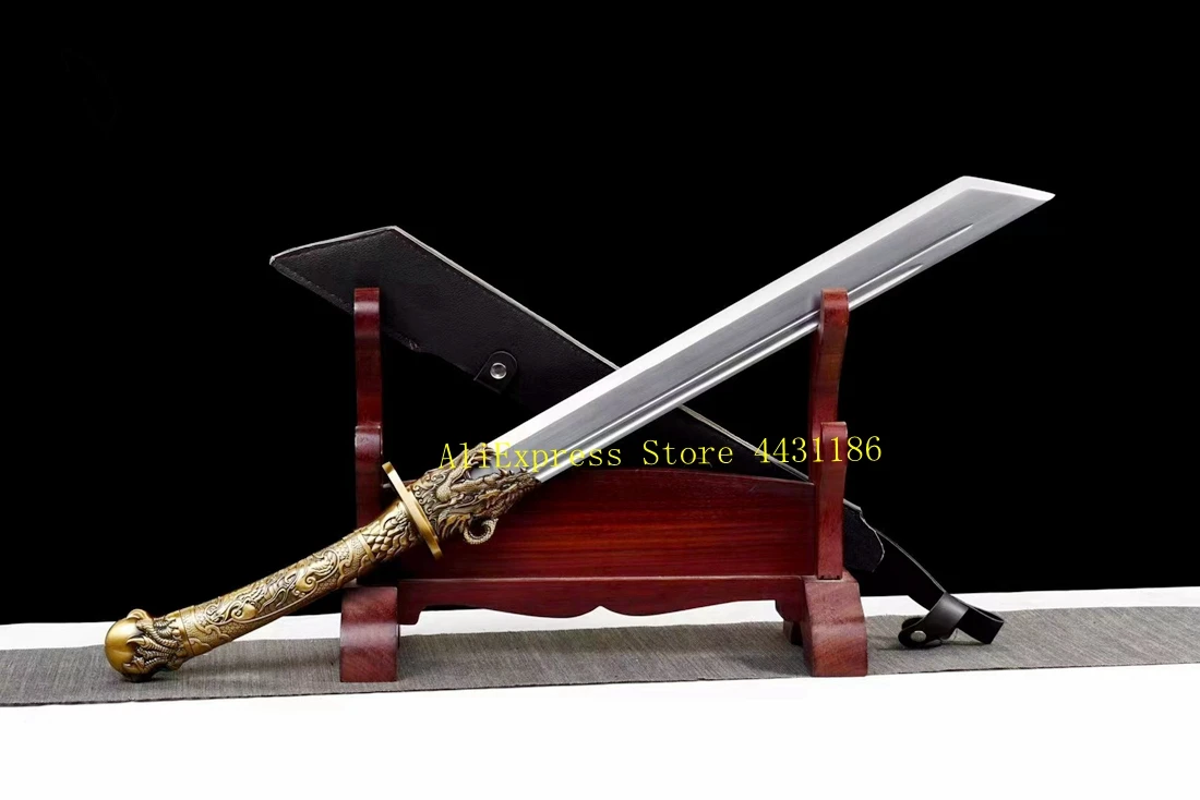 Widen Blade High Manganese Steel Strong Broad Sword Battle Knife Metal Handle Dragon Saber Jian Chinese KungFu Big Dao