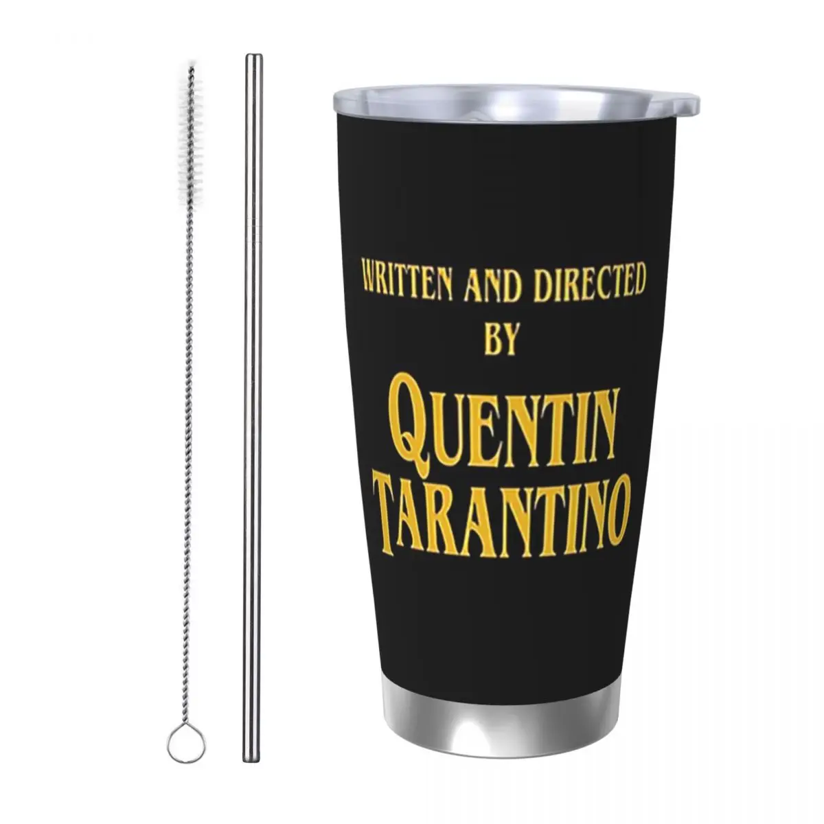 written-and-directed-by-quentin-tarantino-stainless-steel-tumbler-vacuum-insulated-mugs-thermal-cold-cup-straws-with-lid-20oz