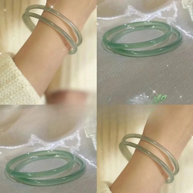 

Браслет 2026 года, имитирующий гору и воду, тонкий круглый браслет из халцедона, масляно-зеленый Юаньшань Дай, только этот зеленый оттенок.
