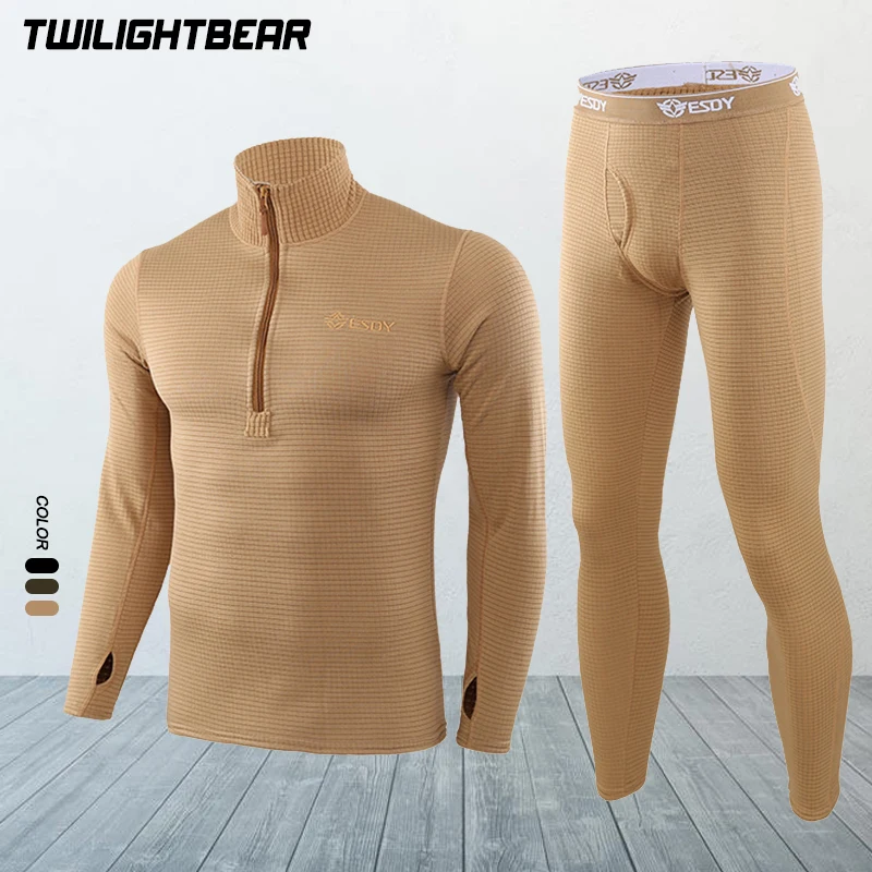 

Winter Mens Thermal Underwear Suit Fleece Warm Breathable Man sports first layer Elastic Quick Drying Long Johns A2F154