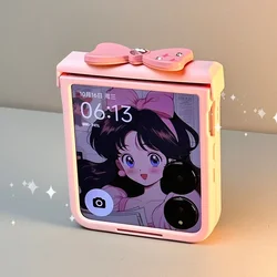 Cute Bow Hand Bracelet Hing Case For Samsung Galaxy Z Flip 3 4 5 6 7 For Motorola Razr 40 50 60 Ultra Xiaomi Mix Flip 2 Cover