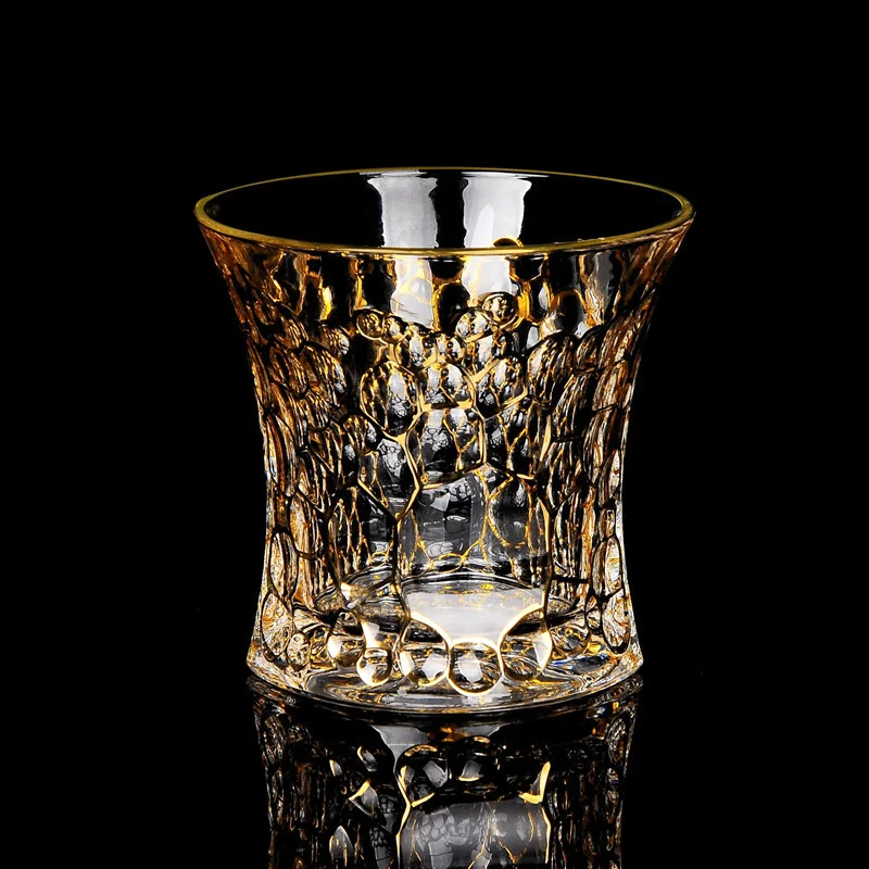 WhiskyTrace Golden Side Rim Crystal Whiskey Glass Drink Glazen Glasses Whisky Chivas Wine Cup For Bar Vasos De Cristal Tumbler