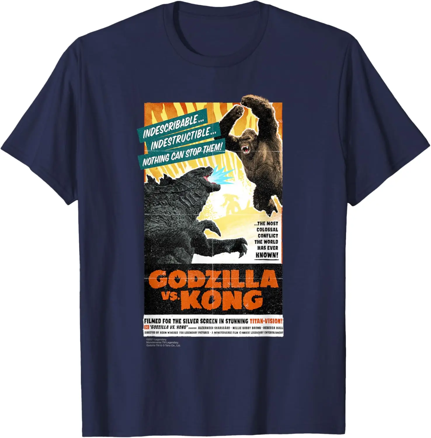 Godzilla Vs Kong - Titan-Vision Retro Poster Funny T-Shirt S-6XL view 2