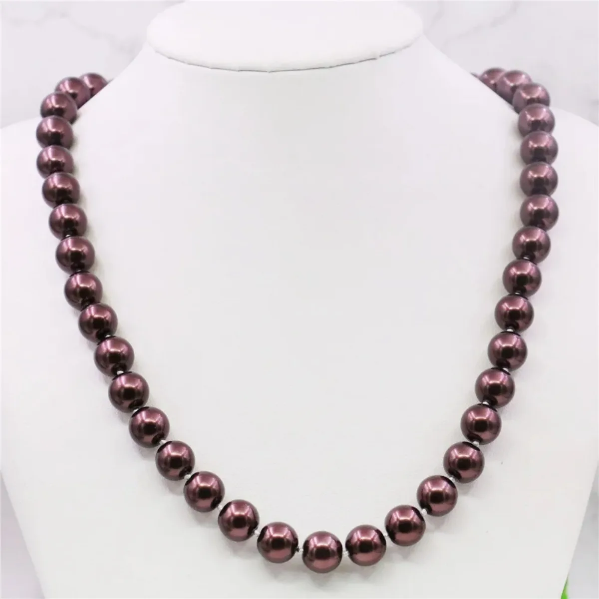 8mm Round Silvercolor Pink Blue White Red Gray Pearl Shell Necklace Hand Made Jewelry Making Design Accessory Gifts for Mother