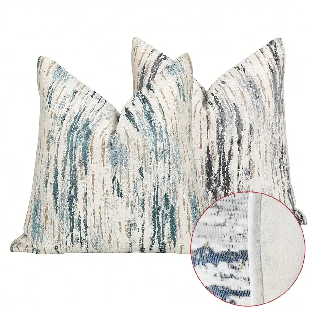 Luxury Cushion Cover 30x50 45x45 50x50cm Home Decor Pillowcase Decorative Throw Pillow Cover Binding Striped Design White Grey