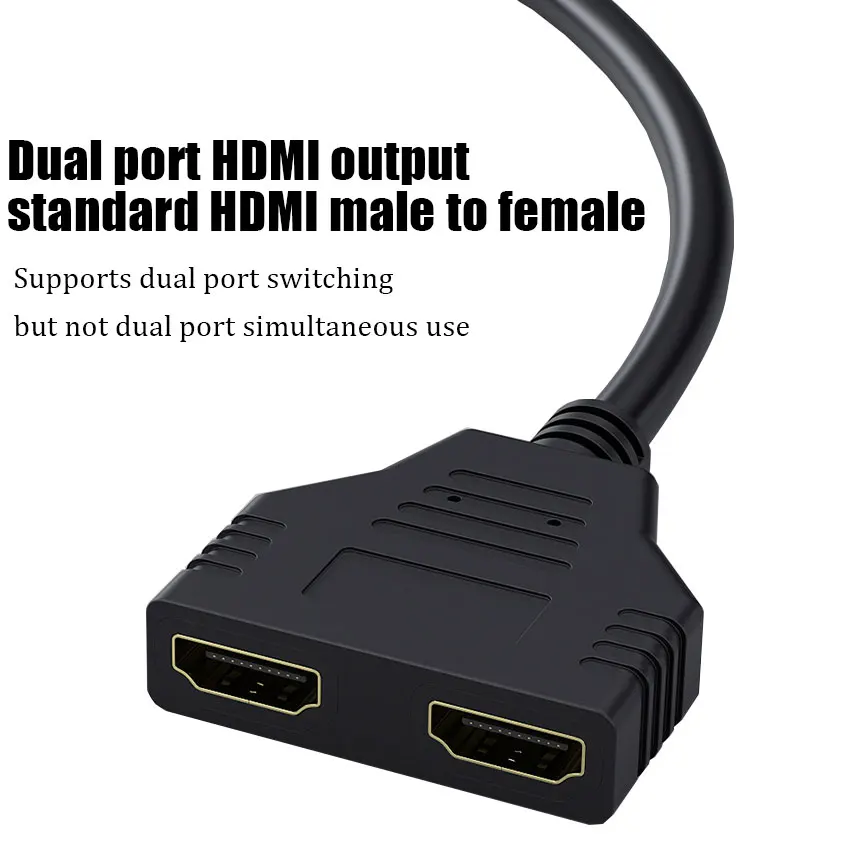 HDMI-Compatible Splitter Adapter Cable 2 Dual Port Y Splitter 1 In 2 Out HDTV Male To HDTV Female 1 To 2 Way for HD LED LCD TV