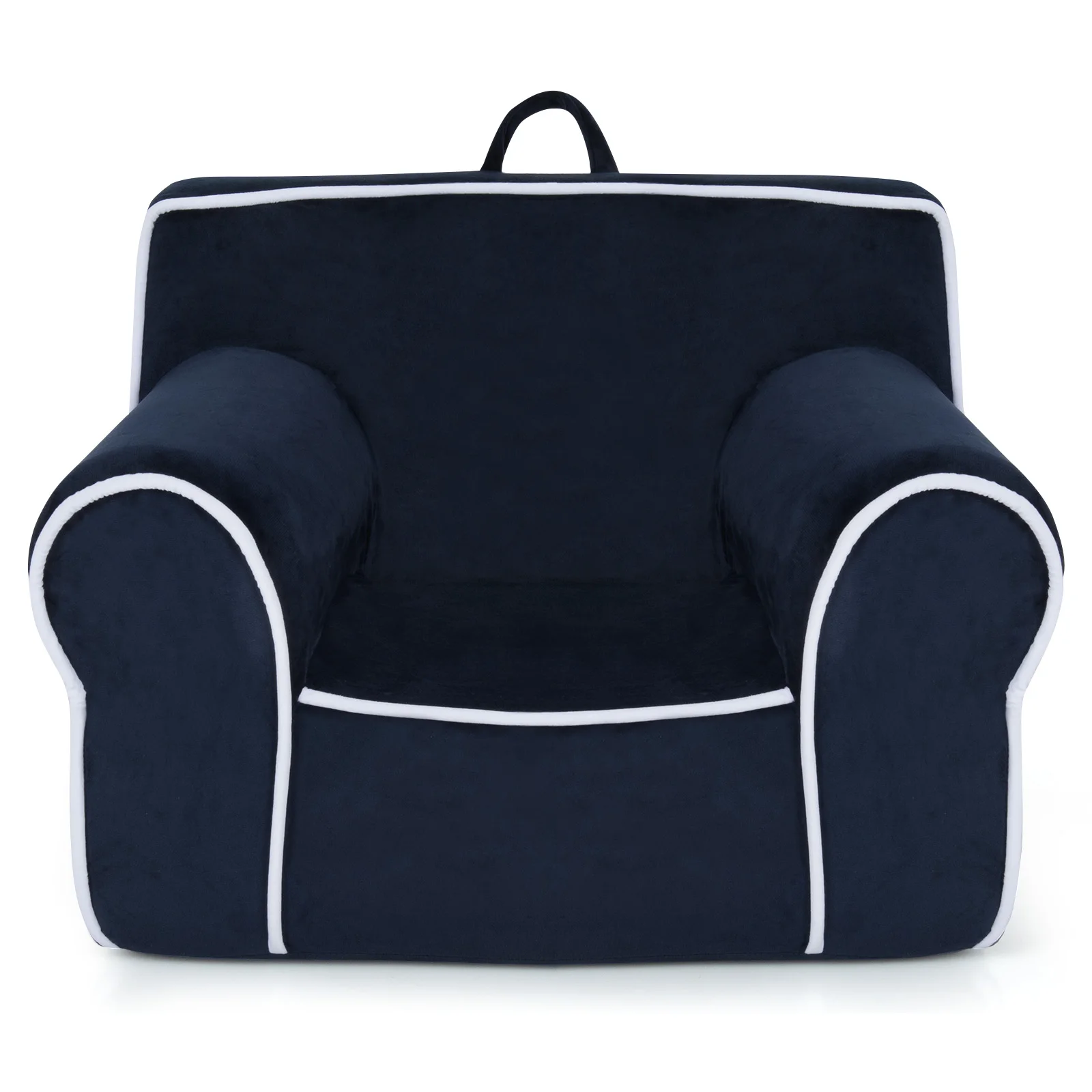 Fauteuil rempli de mousse pour enfants, canapé pour tout-petits, tissu velours, cadeau bébé, bleu marine