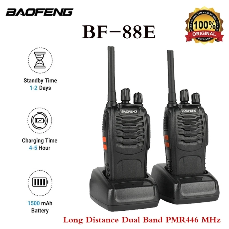 2PCS Baofeng-BF-88E PMR Handheld Intercomunicador 16 Channel Long-Distance Conversation Walkie Talkie 5W 446MHz Home Hotel Radio