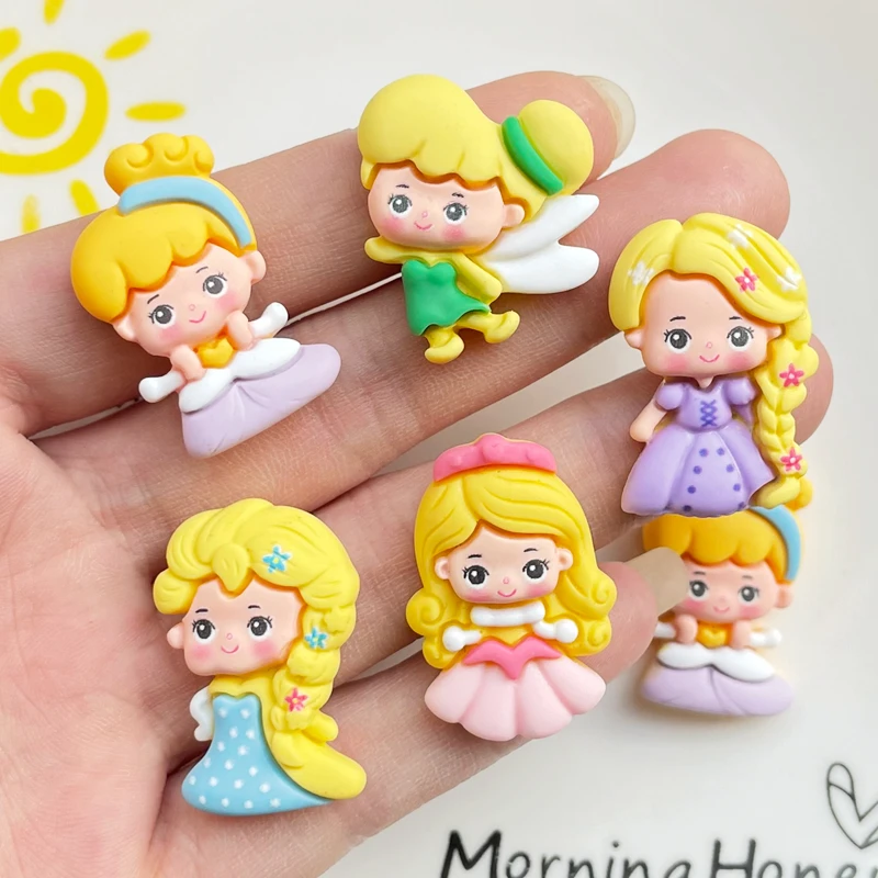 10Pcs New Cute Resin Mini Cartoon Princess Series Flat Back Scrapbook DIY Home Furnishing Embellishments Hairpin Accessories