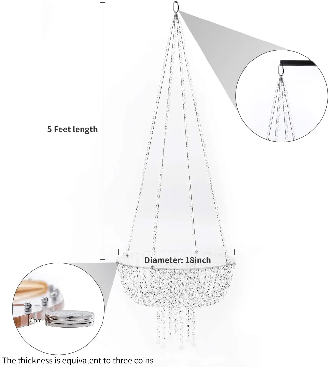 18“24“ Cake Stands Faux Acrylic Crystal Chandelier Style Drape Suspended Cake Swing for Wedding Event Party Decoratio