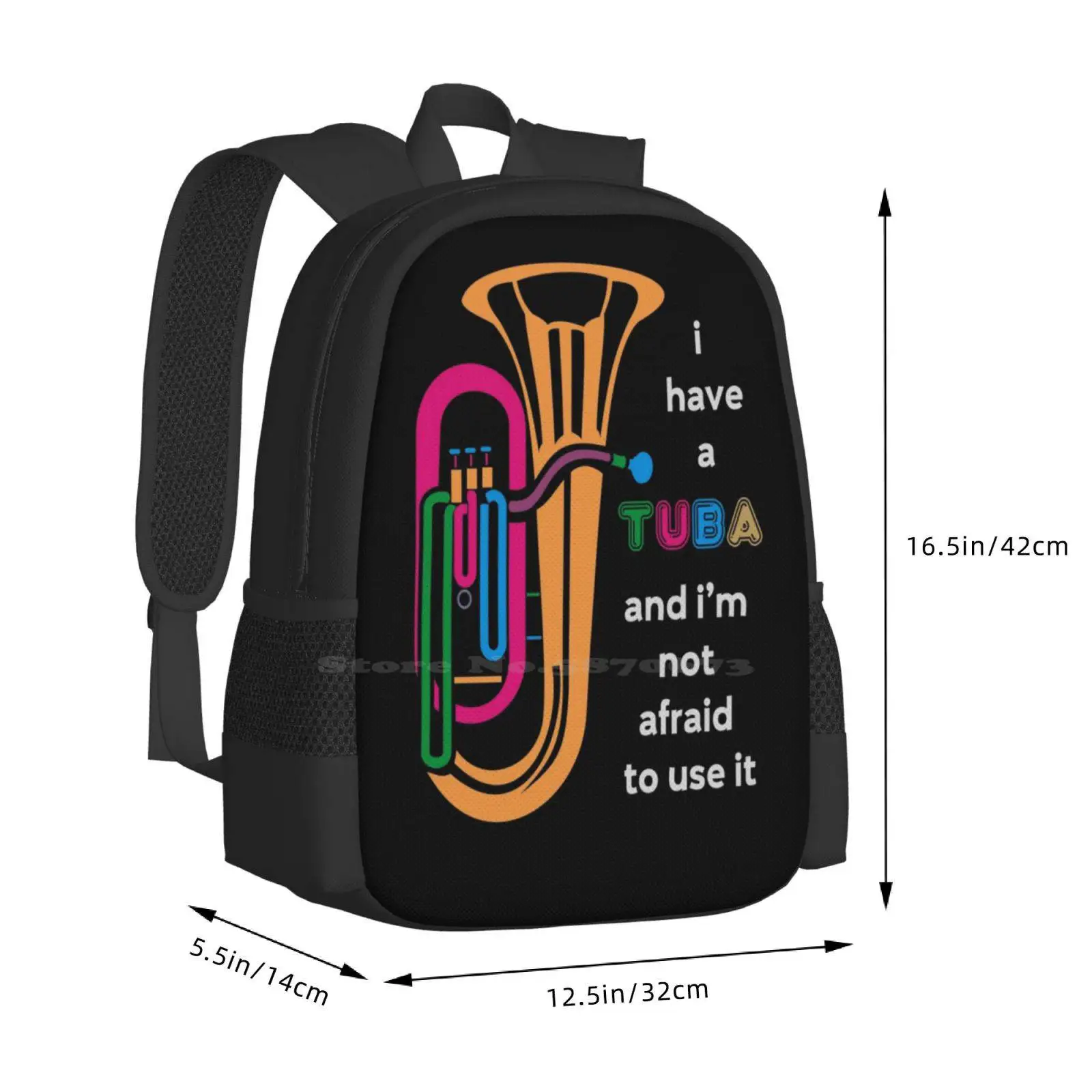 Tuba กระเป๋าเป้สะพายหลังสําหรับนักเรียนโรงเรียนแล็ปท็อปกระเป๋าเดินทาง Tuba Horn ทองเหลือง Band Nerd Band Geek Symphony Orchestra ดนตรีนักดนตรี