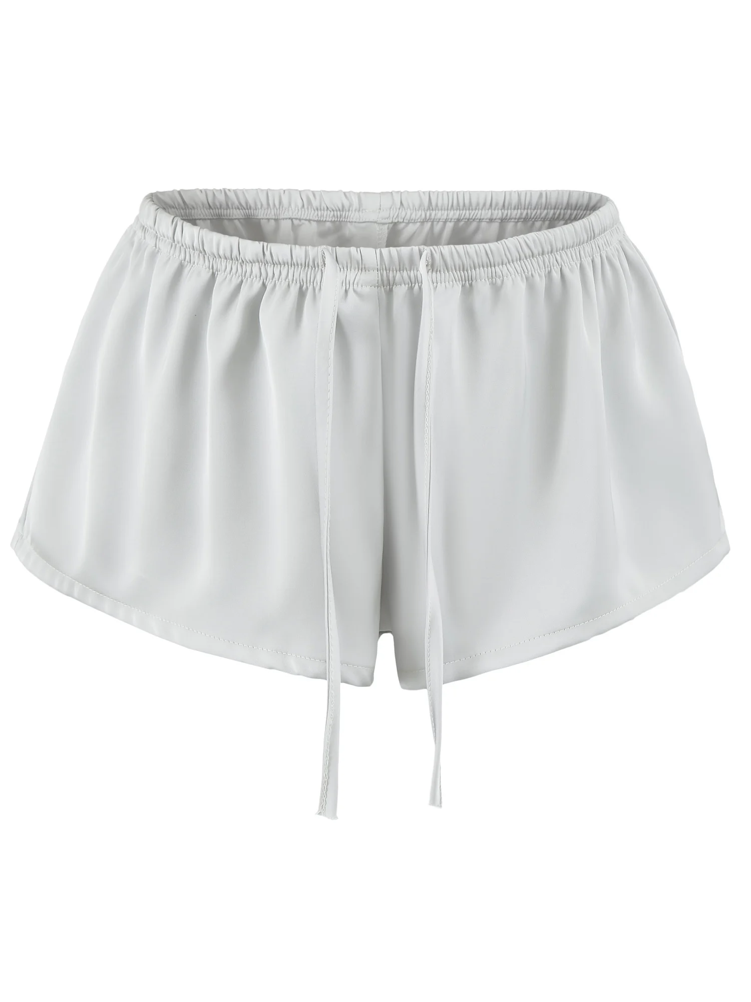 American Style Retro Low Waist Drawstring Satin Short Pants Women's Casual Wide Leg Pants  Match All Seasons