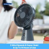 KINSCOTER New Cordless Desk Fan 3600mAh Portable Cooling Fan USB 5 Speed Ultra Quiet Powerful Mini Table Fans for Home Office