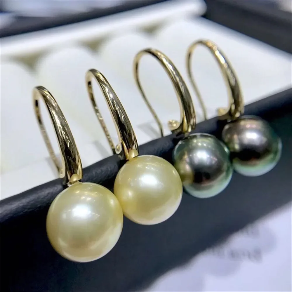 

DIY Pearl Accessories G18K Gold Pearl Jade Stud Earrings Thick Pearl Earrings Fit 10-12mm Round Beads G312