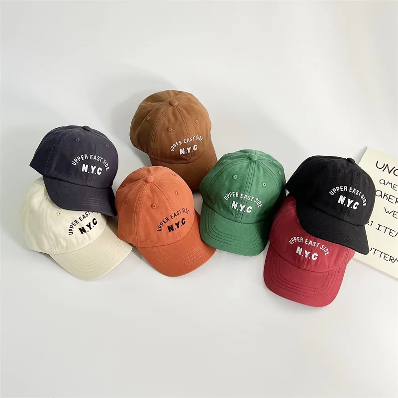 Children Cap Letter Soft Top Big Edge Sun Hat Spring& Summer Boys Baby Parent-child Baseball Caps Girls Cotton Sun Visor Caps