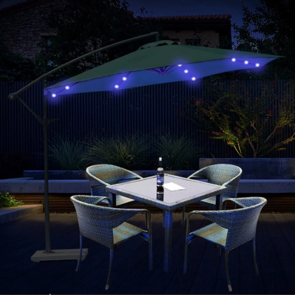 Solar Patio Umbrella Light IP65 Waterproof Cordless Parasol String Light USB Rechargeable Remote Control Beach Tent Camping Lamp