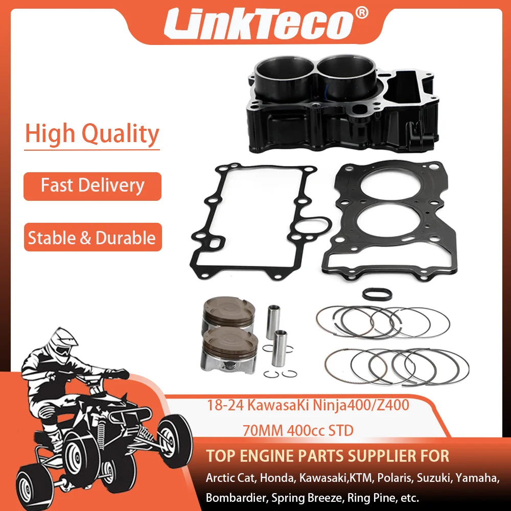 18-24 70MM 400cc Cylinder Head Overhaul Mat Piston Rings Gasket Top End Kit Set Assembly For Kawasaki Ninja400 Z400 11005-0668