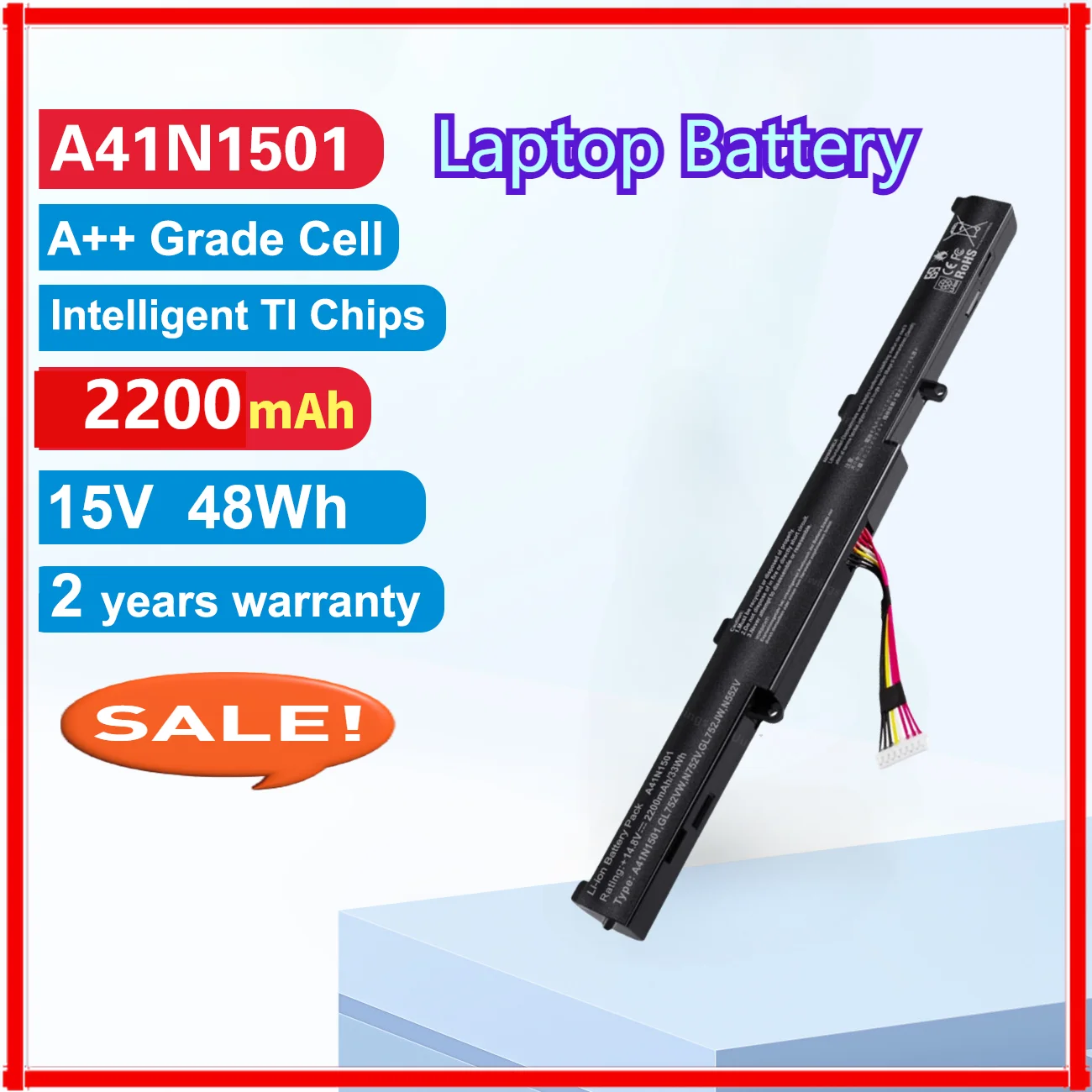 High Quality A41N1501 Laptop Battery for ASUS GL752JW GL752 GL752VL GL752VW N552 N552V N552VW N752 N752V N752VW N752VX A41LK9H