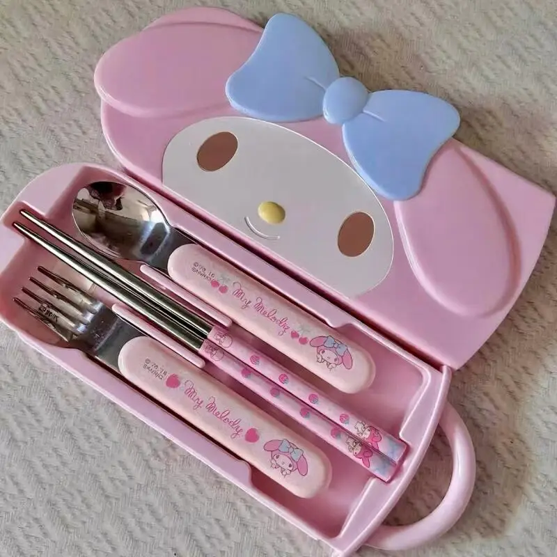 سانريو مرحبا كيتي بلدي ميلودي شوكة ملعقة عيدان ضرب المنتج منتج جديد Kawaii الكرتون المحمولة في الهواء الطلق الحرم الجامعي الكبار طالب #2