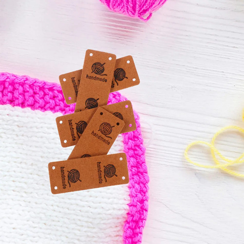 20Pcs Handmade Fake Embossed Tags Clothing Labels Colorful Sewing Labels DIY Accessories for Jeans Bags Hats Crochet view 2