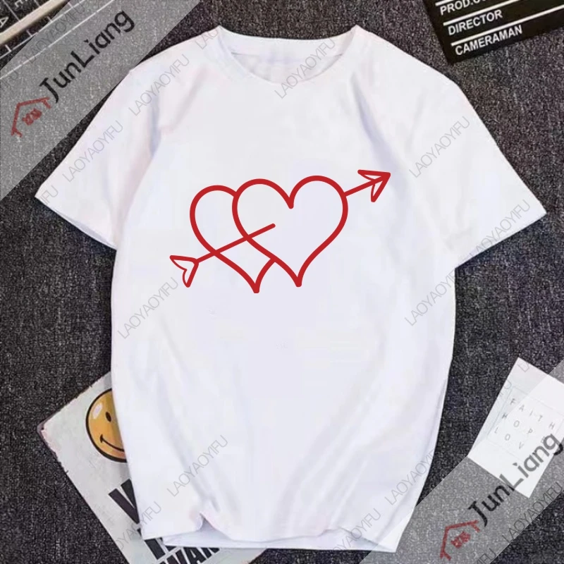 Drawn Arrows With Hearts Youthful Woman Clothes for Women T-shirts Aesthetic Clothing Top Y2k Harajuku Fashion T-shirt Goth Tops