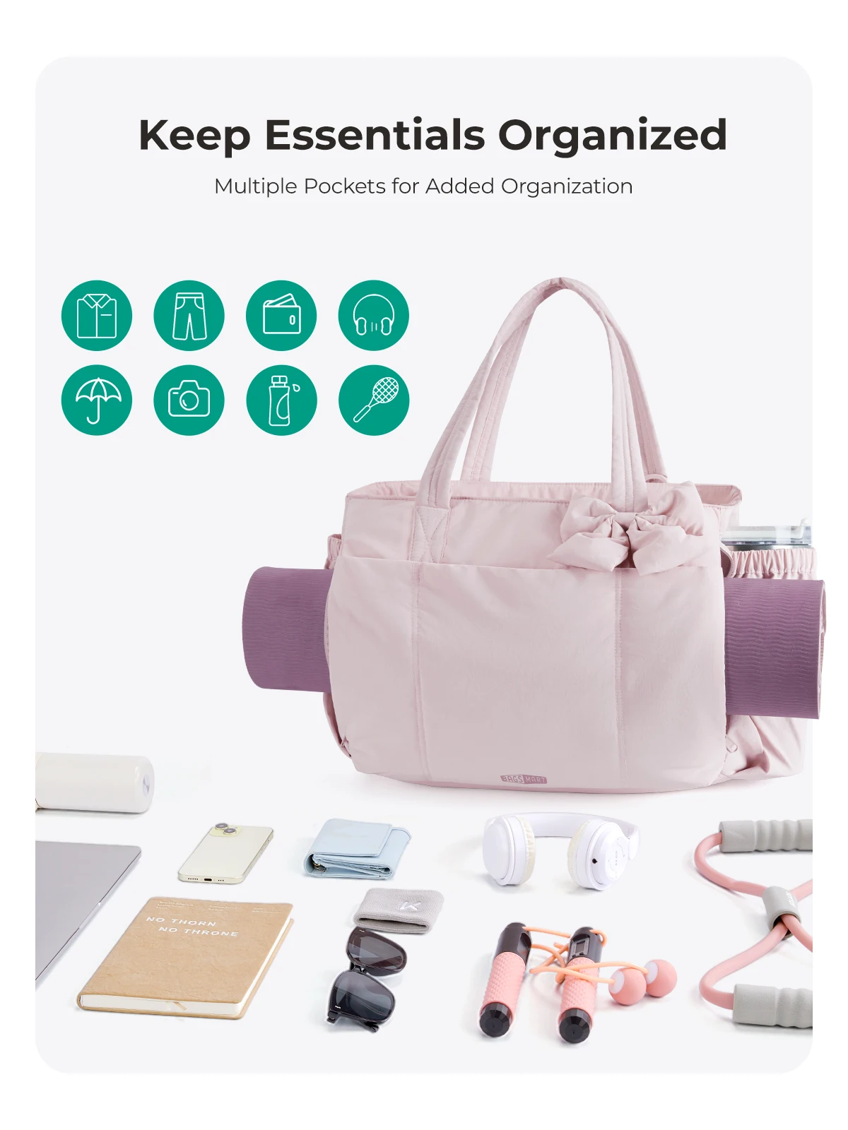 BAGSMART Einkaufstasche mit großer Kapazität für Damen, vielseitige Handtasche zum Pendeln, Messenger-Schultertasche mit mehreren Taschen – Detail 5