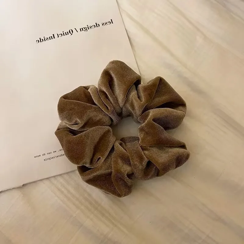New Plush Soft Soild Color Scrunchie for Women Girls Vintage Elasticity Rubber Bands Ties Ponytail Hair Bands Headwear