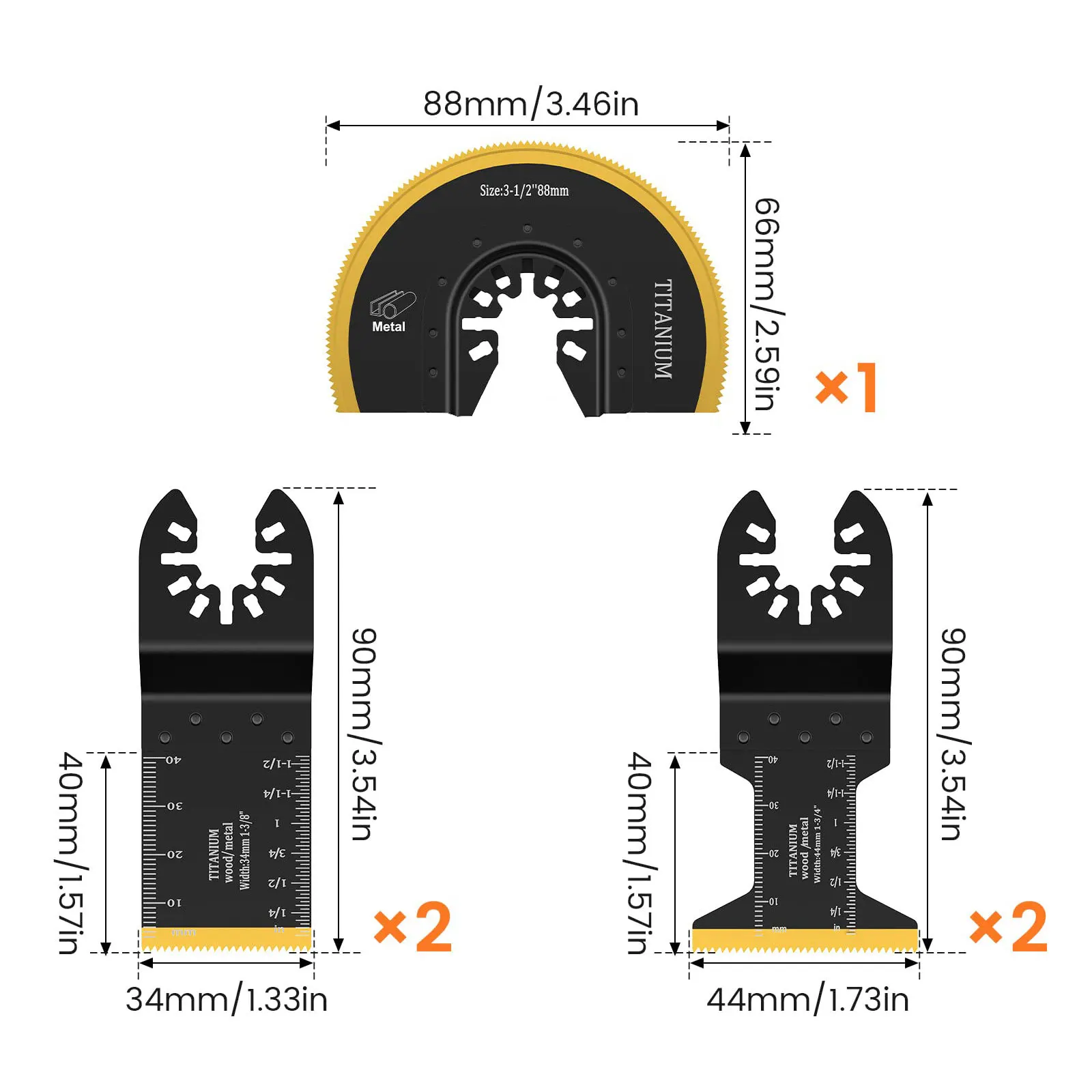 Set da 5 pezzi Lama per sega oscillante Lama per sega in metallo Tipo oscillante Lame multifunzione per accessori multiutensile per la lavorazione del legno