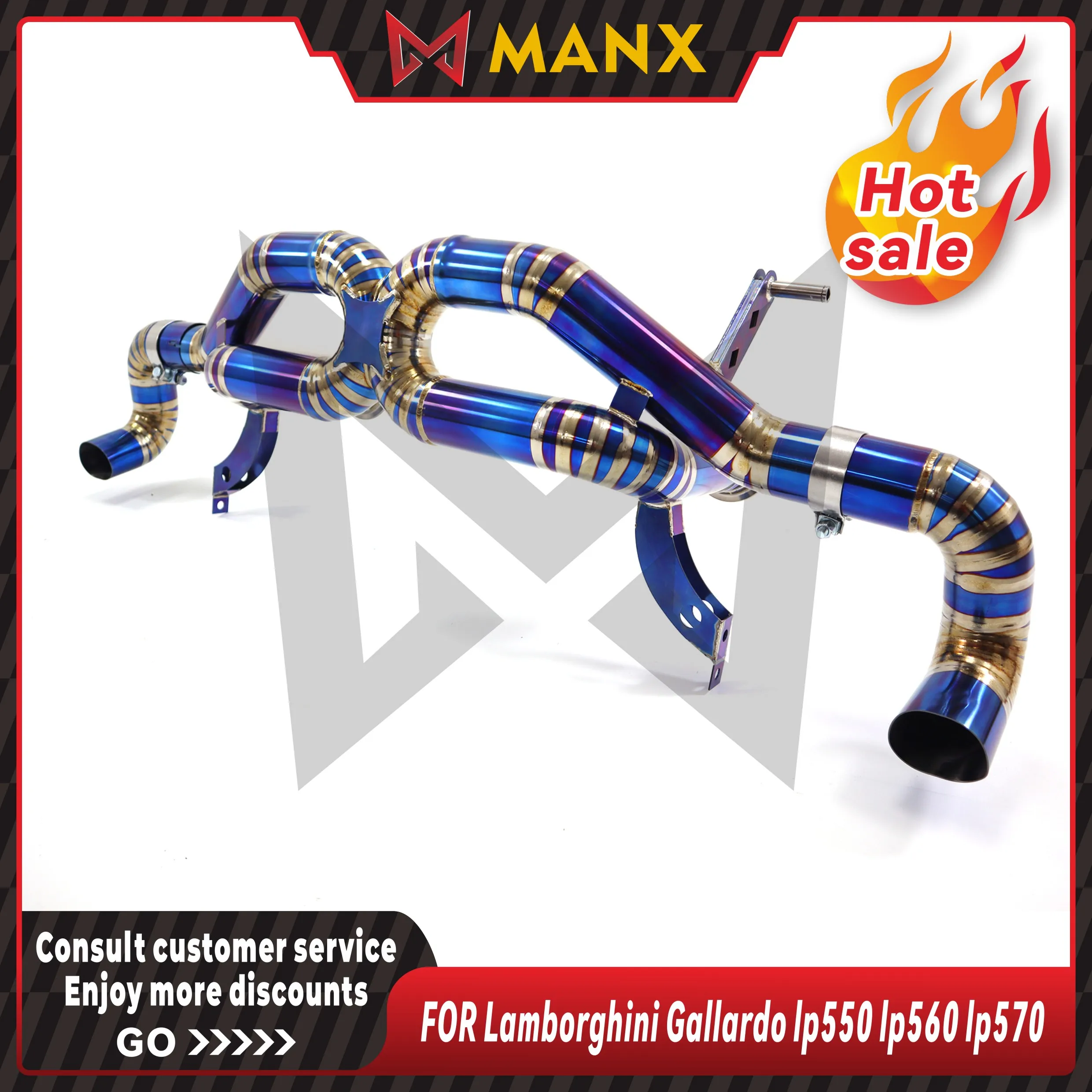 MANX Exhaust system for Lamborghini Gallardo lp550 lp560 lp570 Titanium Alloy straight-through catback exhaust pipe Without valv