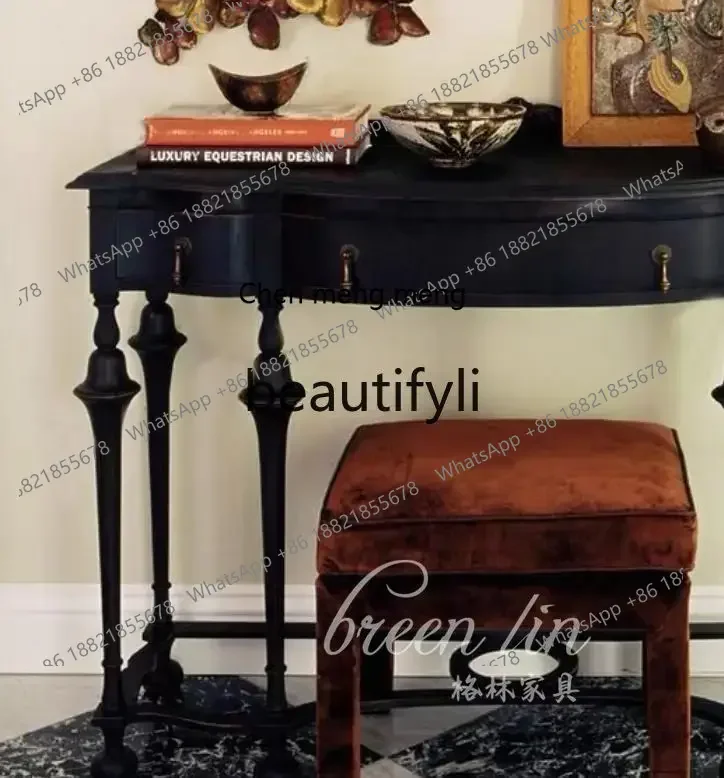 New arrive French neoclassical solid wood entrance table/retro black desk/Chinese multi-functional dressing table