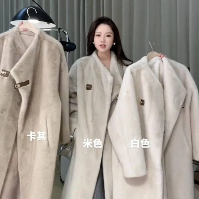 New fur coat women's mid-length warm imitation