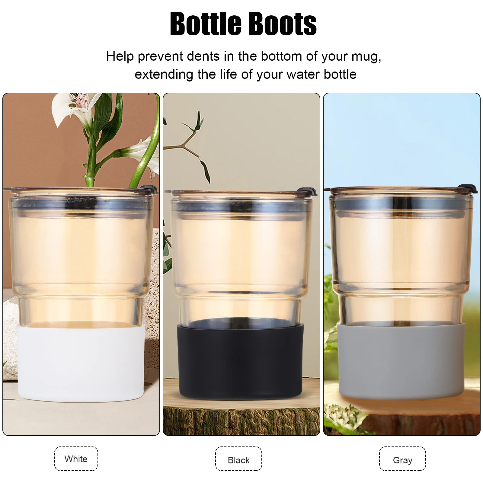 

6 Pcs Bottle Boot Cover Soft Silicone Water Flask Protector Anti Noise Scratch Cup Accessories Stainless Steel Bottom