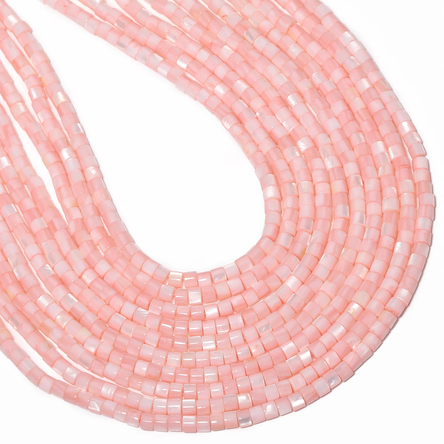 Roze schelp parel natuursteen kralen 4x3mm cilinder buisvorm gladde spacer kralen voor sieraden maken DIY armband accessoires