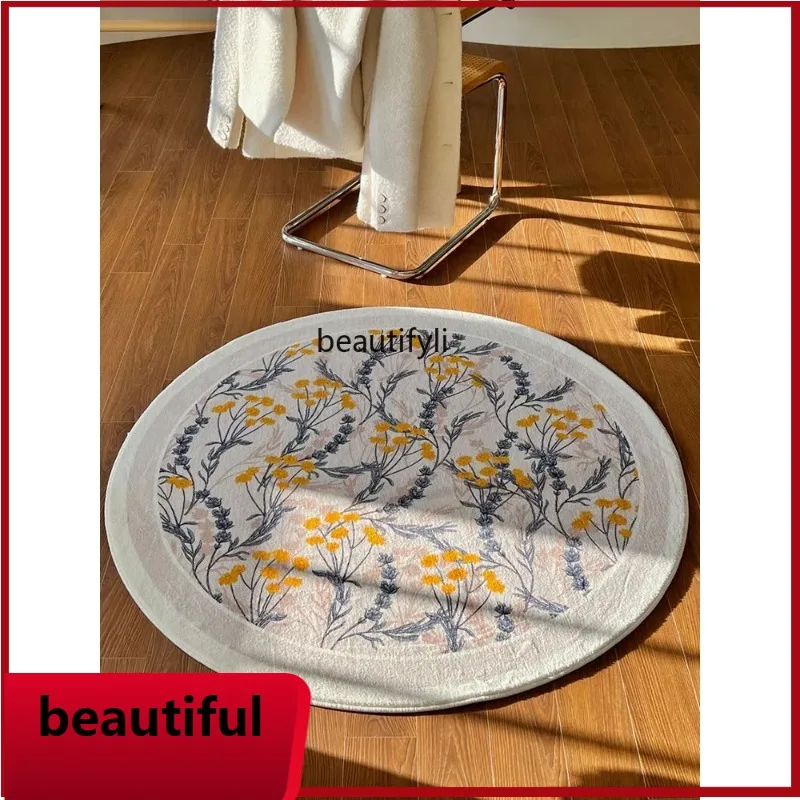 

F132 European and American living room carpet cloakroom round flower bedside blanket bedroom study floor mat