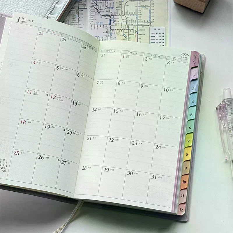 Calendar Notebook Diary 2026 Planner With Rainbow  Cortical Schedule Handbook High Value Monthly Weekly Plan Work Notes