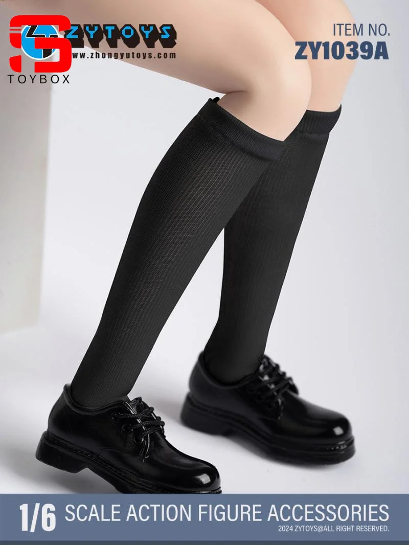 W magazynie ZYTOYS ZY1039 1/6 School Girl White Black Socks Akcesoria do ubrań Model Fit 12'' Female Soldier Action Figure Body