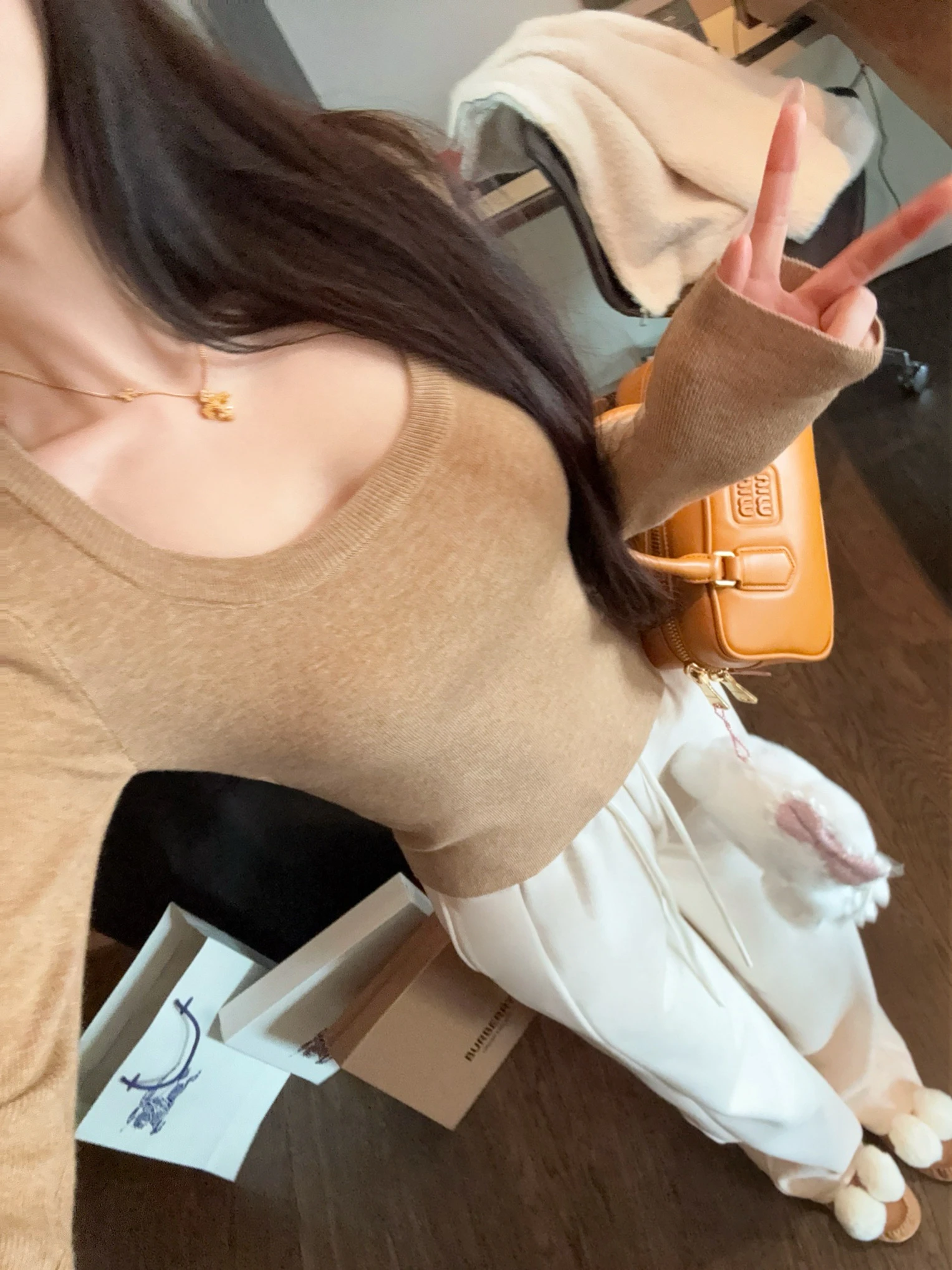 

JAMAIS VU Camere вязаный топ с широкими плечами, длинная длина, све, внутренняя одежда, корейский женский модный топ, зима 2024