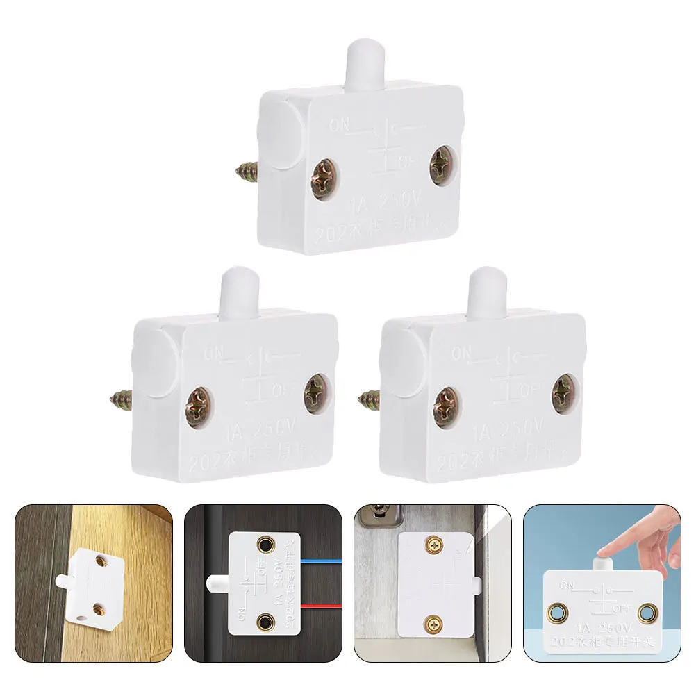 

3Pcs Cabinet Door Light Switch Automatic Touch Lamp for Closet Pantry Drawer Lighting with ABS Copper Durability