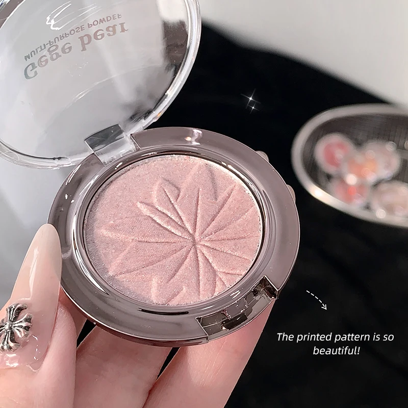 Pó iluminador de sombra multiuso, sombra de olhos com textura de purê de batata duradoura Gege Bear, blush e iluminador com brilho fino