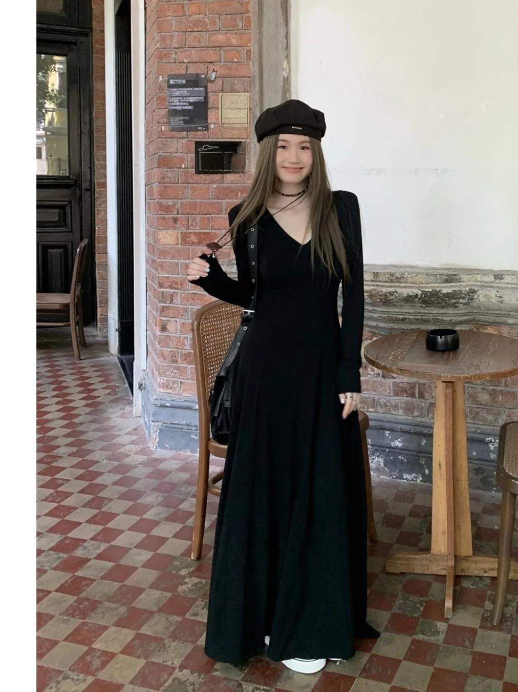 

plus Size Women's Bla V-Ne Knitted Dr Elastic Waist Ci Commute Sle High Waist Long Skirt Autumn New Arrival