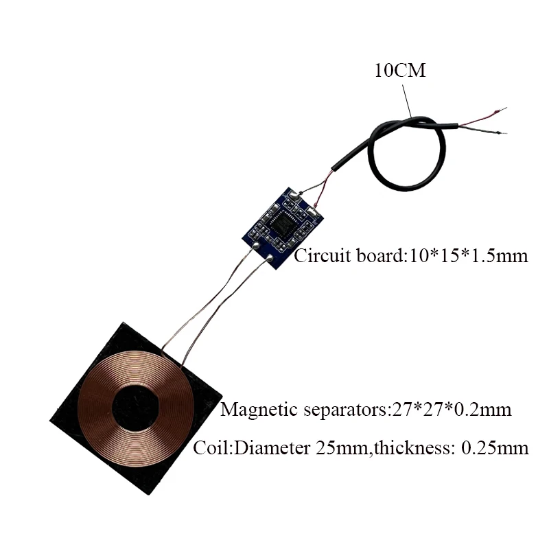 3W Mini Qi Wireless Charger Module Receiver PCBA Circuit Coil Board Universal Battery Charging for Samsung Huawei Xiaomi