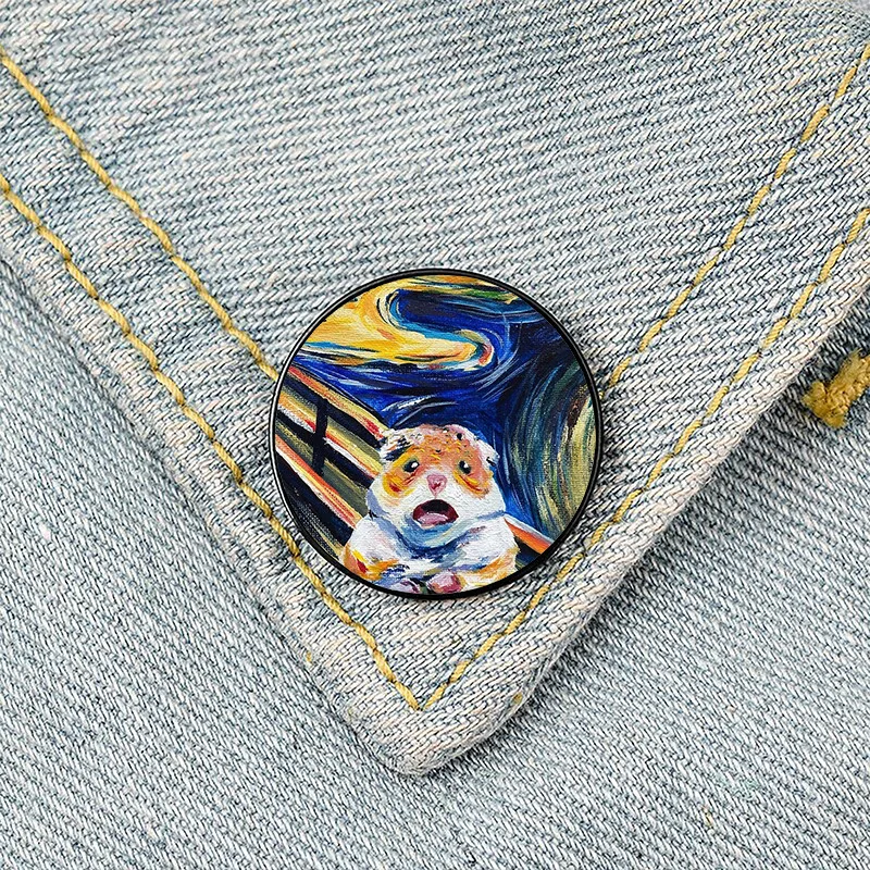 The Screaming Hamster Pin Custom Funny Brooches Shirt Lapel Bag Cute Badge Cartoon Cute Jewelry Gift for Lover Girl Friends