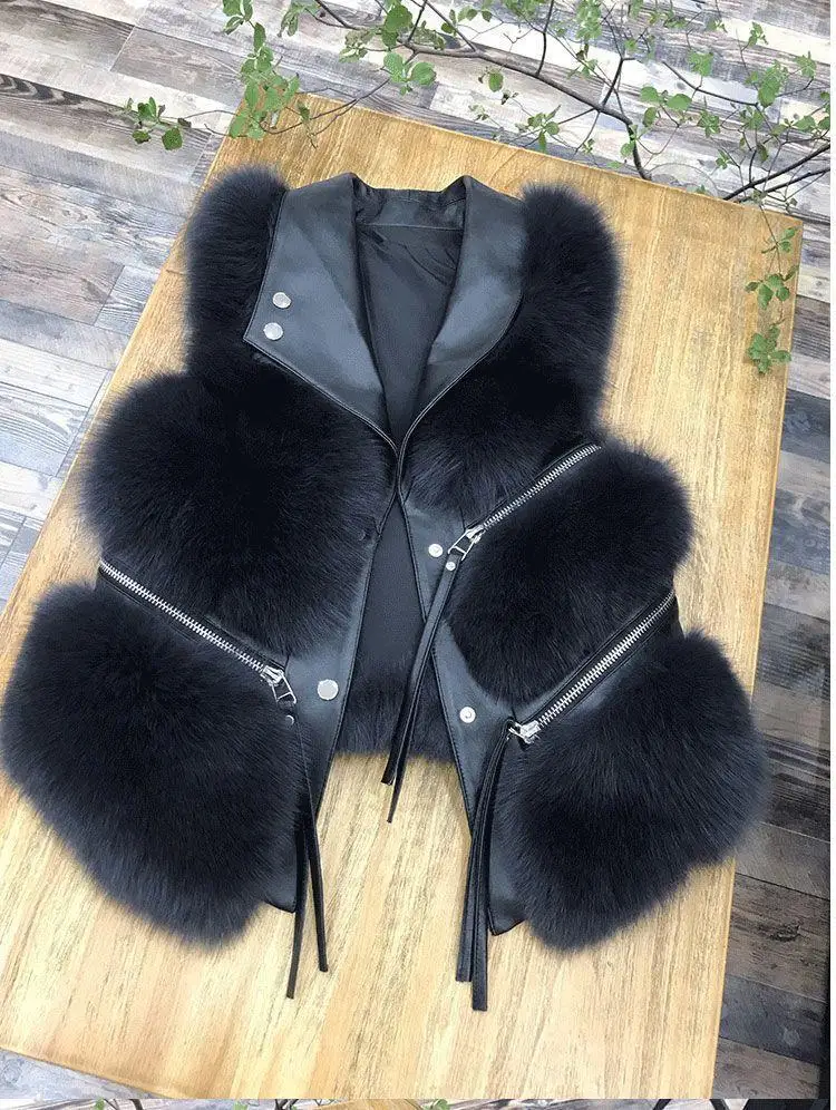 Fur Coat Women's Vest Short Clothing Autumn Winter Patchwork Slim Fashion Versatile Fabric Womenswear